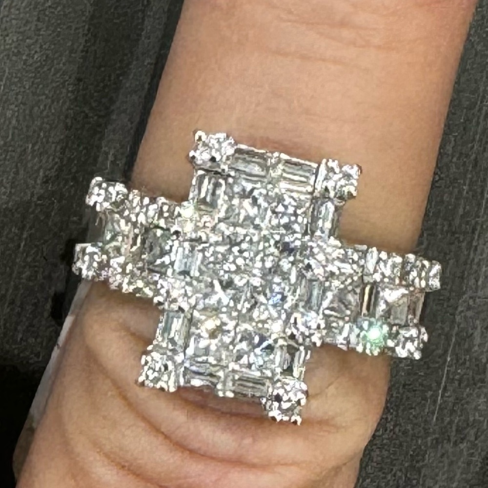 Vintage 18k White Gold 3 Ct Natural Diamond Ring